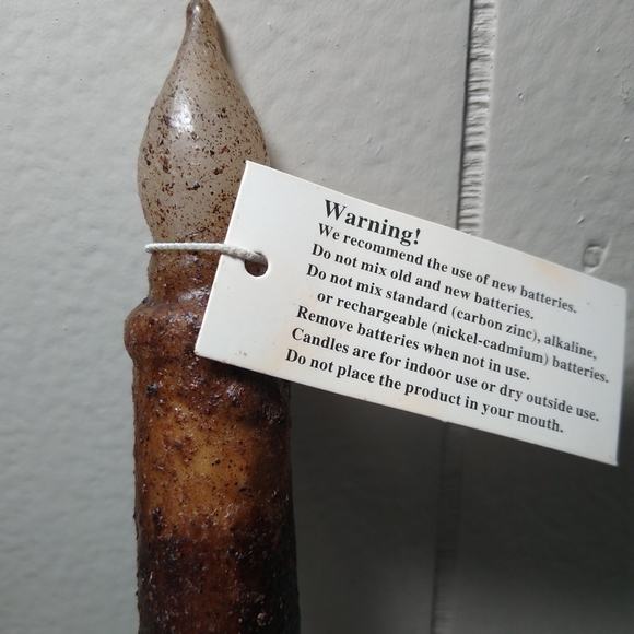 Set of 2, 6" Burnt Mustard LED Taper Candle Flameless Primitive, Rustic - Picture 3 of 6